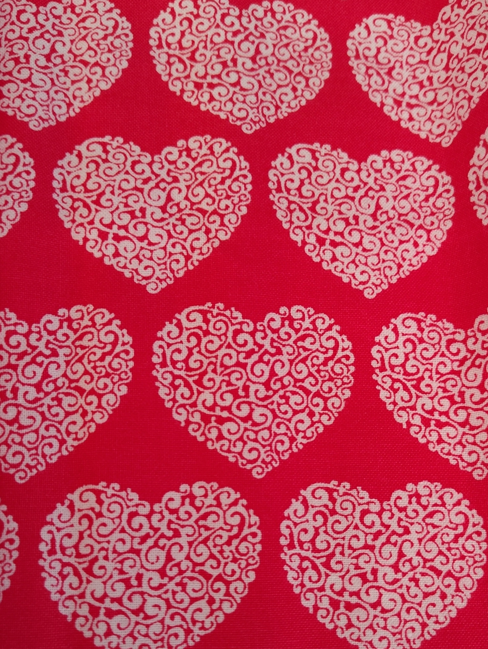 Heart Print Cotton Fabric — Red and White Heart Pattern